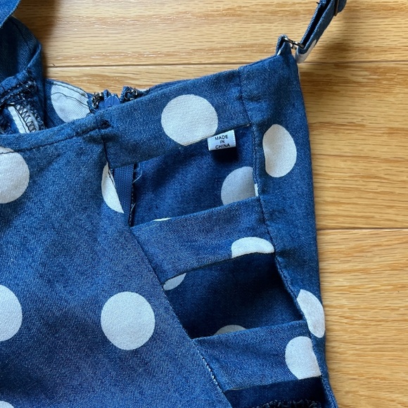 NWOT Chambray Polka Dot Dress - Picture 3 of 5